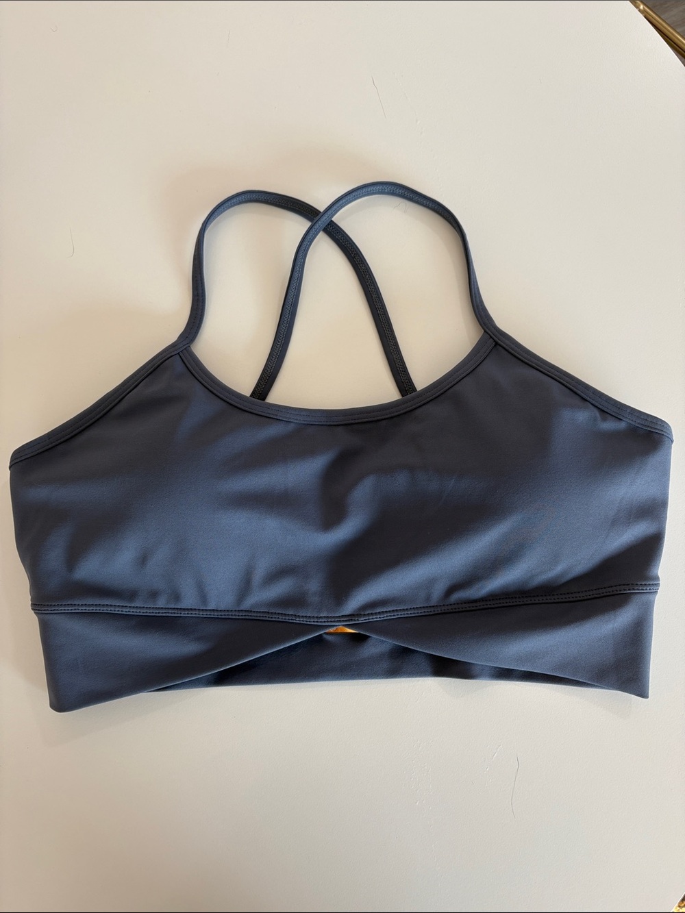 Women's Strappy Twist-Front Sports Bra - light grey blue